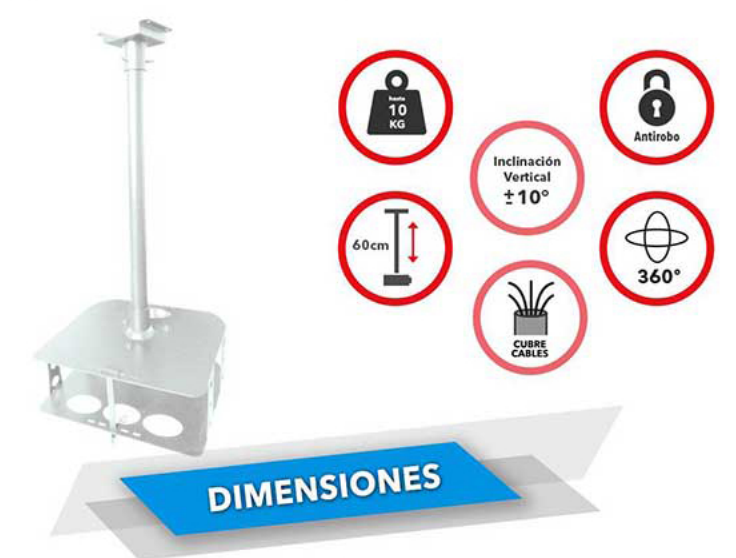 SOPORTE PROYECTOR TIPO JAULA, 60 CM,  10 KG, BLANCO